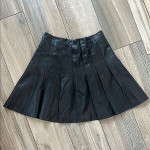 Halogen Black A-Line Leather Skirt Pleated Casual